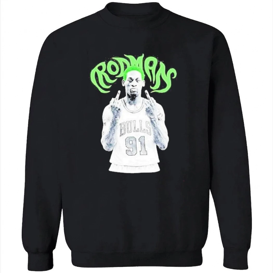 Dennis Rodman Chicago Bulls NBA basketball legend middle finger T-Shirt Dennis Rodman Chicago Bulls NBA basketball legend middle finger T-Shirt