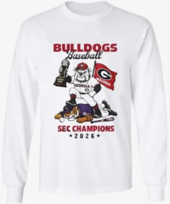 Official Georgia Bulldogs 2026 NCAA Sec Champions White Mascot Longsleve.webp