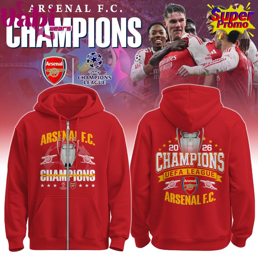 Arsenal Special UEFA Champions of Europe 2026 Limited Edition Zip Hoodie 1 Arsenal Special UEFA Champions of Europe 2026 Limited Edition Zip Hoodie 1