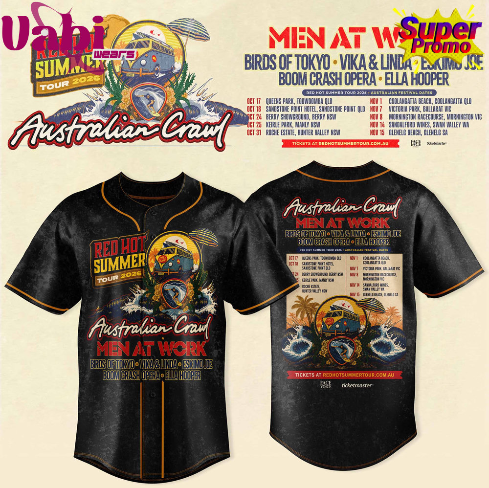 Australian Crawl – Red Hot Summer Tour 2026 Baseball Jersey Australian Crawl – Red Hot Summer Tour 2026 Baseball Jersey