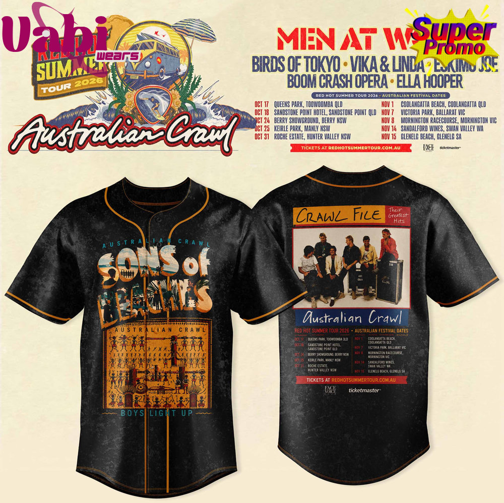 Australian Crawl – Red Hot Summer Tour 2026 Baseball Jersey Australian Crawl – Red Hot Summer Tour 2026 Baseball Jersey