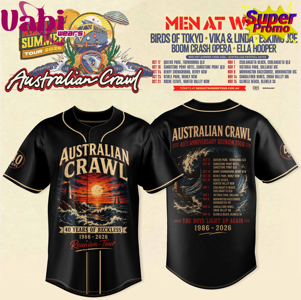 Australian Crawl – Red Hot Summer Tour 2026 Baseball Jersey Australian Crawl – Red Hot Summer Tour 2026 Baseball Jersey