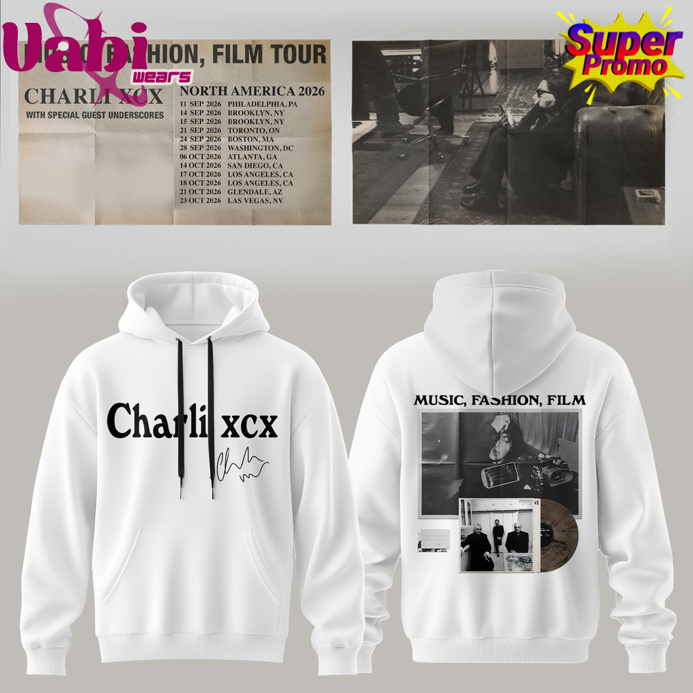 Charli XCX Music, Fashion, Film Tour 2026 Hoodie White Edition Charli XCX Music, Fashion, Film Tour 2026 Hoodie White Edition