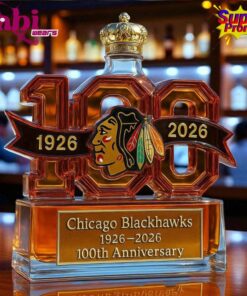Chicago Blackhawks 100th Anniversary Whiskey Bottle