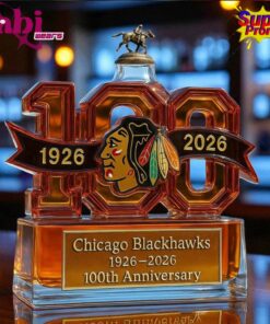 Chicago Blackhawks 100th Anniversary Whiskey Bottle