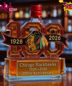 Chicago Blackhawks 100th Anniversary Whiskey Bottle 3 Chicago Blackhawks 100th Anniversary Whiskey Bottle 5