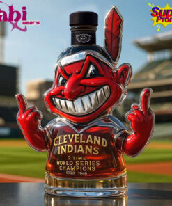 Cleveland Indians Chief Wahoo “2 Time World Series Champions” Whiskey Bottle