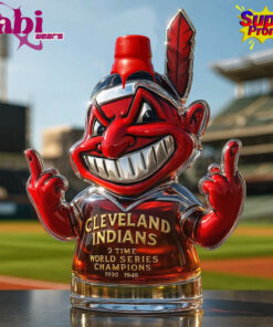 Cleveland Indians Chief Wahoo "2 Time World Series Champions" Whiskey Bottle 2 Cleveland Indians Chief Wahoo 2 Time World Series Champions Whiskey Bottle 3.jpg