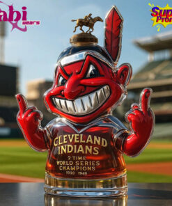 Cleveland Indians Chief Wahoo "2 Time World Series Champions" Whiskey Bottle 3 Cleveland Indians Chief Wahoo 2 Time World Series Champions Whiskey Bottle 4.jpg