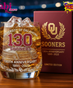 Oklahoma Sooners 130th Anniversary Whiskey Glass