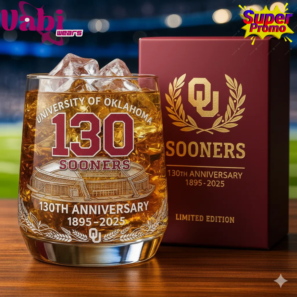 Oklahoma Sooners 130th Anniversary Whiskey Glass Oklahoma Sooners 130th Anniversary Whiskey Glass