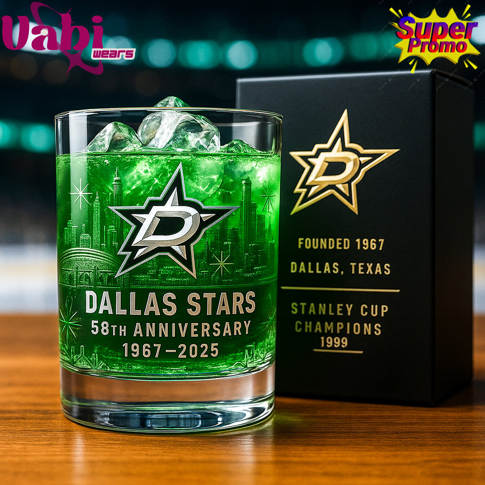 Dallas Stars 58th Anniversary Whiskey Glass Dallas Stars 58th Anniversary Whiskey Glass