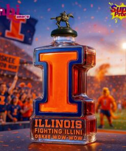 Illinois Fighting Illini "Oskee Wow Wow" Whiskey Bottle 3 Illinois Fighting Illini Oskee Wow Wow Whiskey Bottle 4