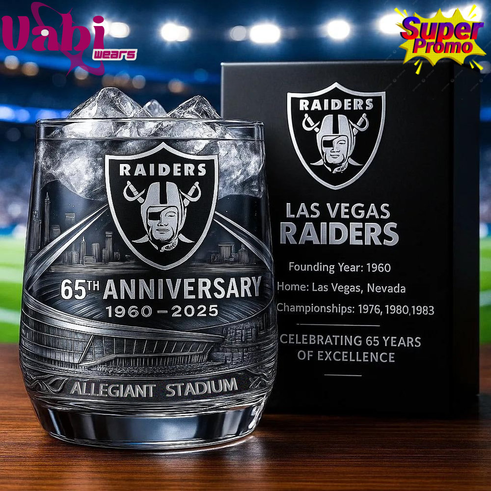 Las Vegas Raiders 65th Anniversary Whiskey Glass Las Vegas Raiders 65th Anniversary Whiskey Glass