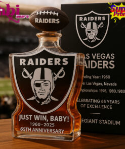 Las Vegas Raiders 65th Anniversary “Just Win. Baby!” Whiskey Bottle