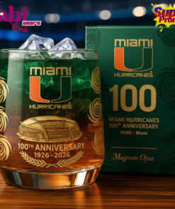 Miami Hurricanes 100th Anniversary Whiskey Glass