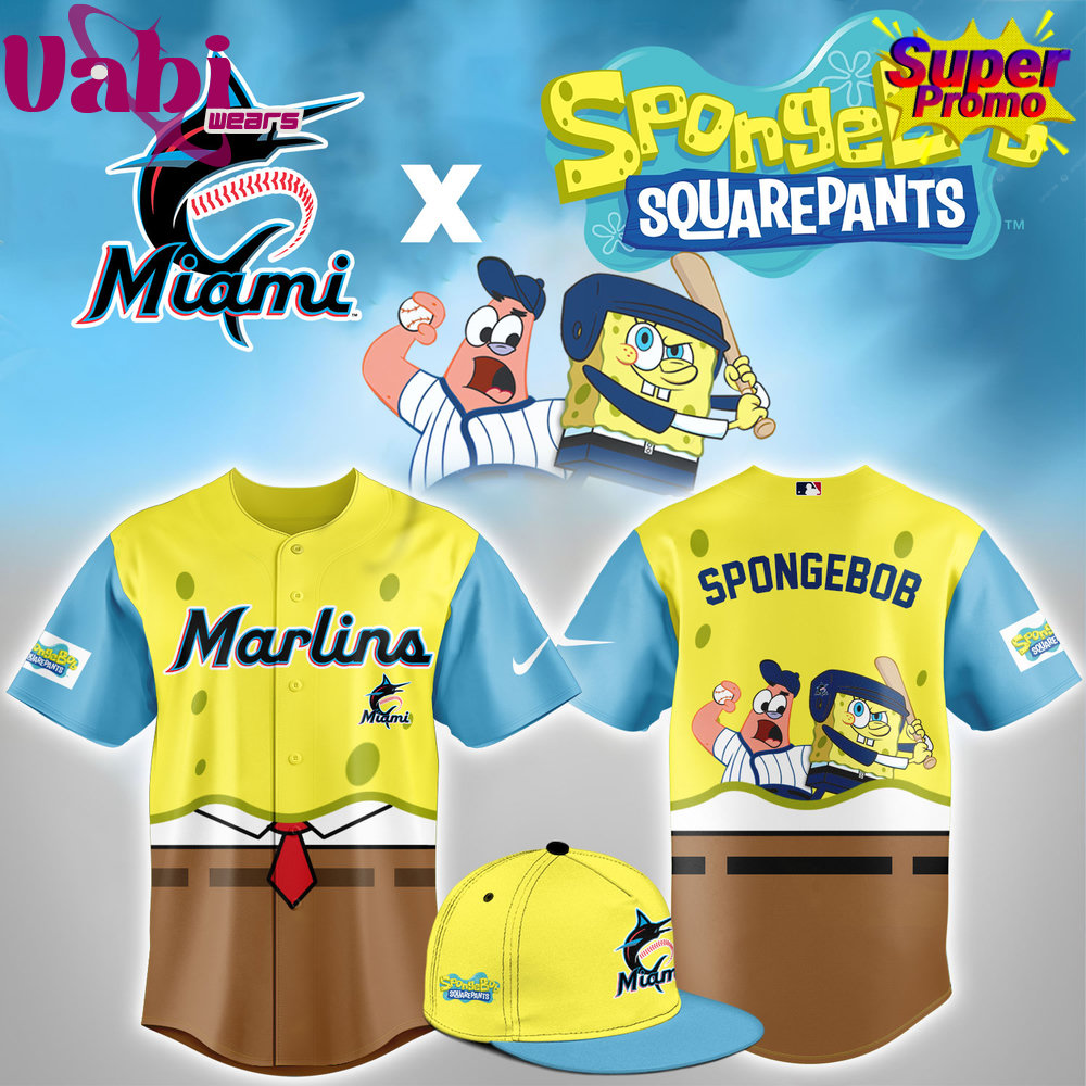 Miami Marlins X Spongbob Squarepants Night Baseball Jersey Miami Marlins X Spongbob Squarepants Night Baseball Jersey
