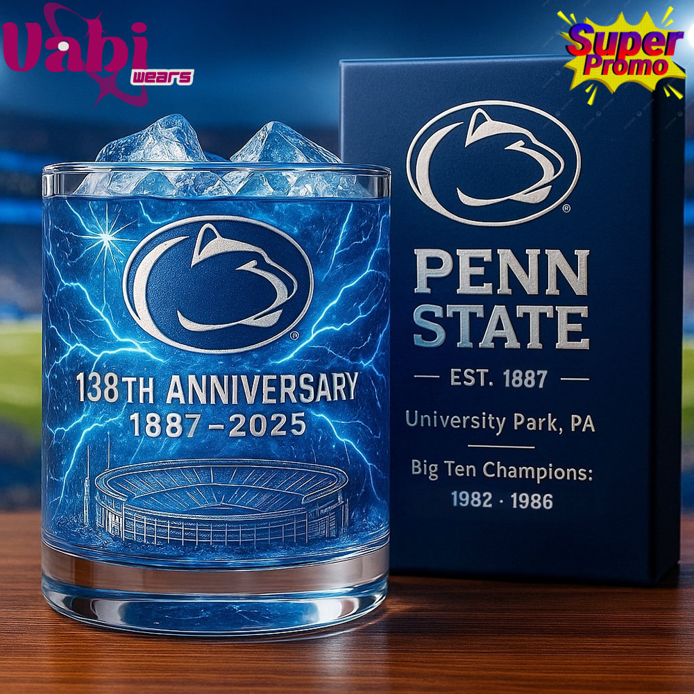 Penn State Nittany Lions 138th Anniversary Whiskey Glass Penn State Nittany Lions 138th Anniversary Whiskey Glass