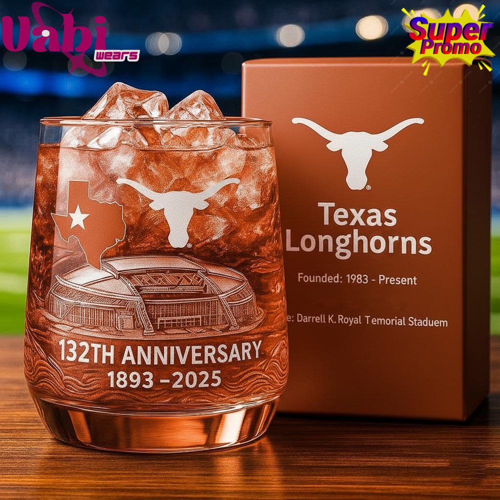 Texas Longhorns 132th Anniversary Whiskey Glass Texas Longhorns 132th Anniversary Whiskey Glass