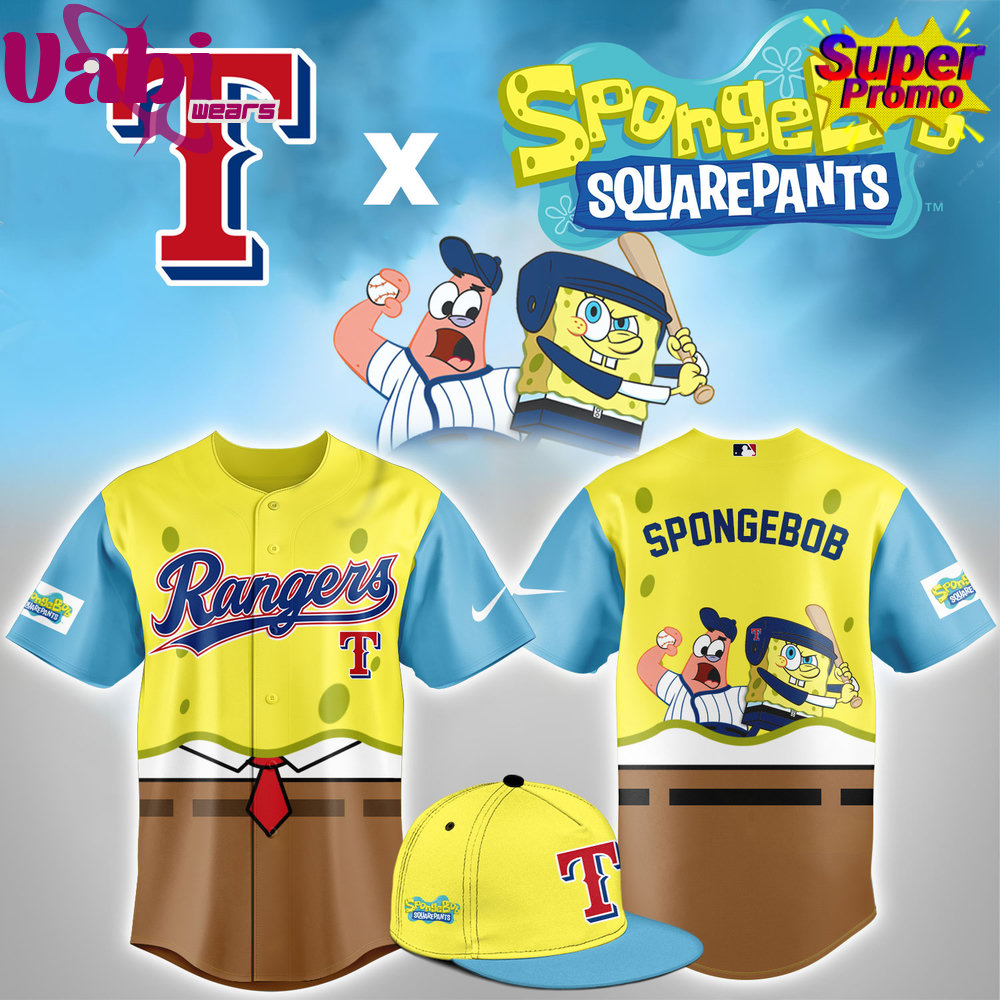 Texas Rangers X Spongbob Squarepants Night Baseball Jersey Texas Rangers X Spongbob Squarepants Night Baseball Jersey