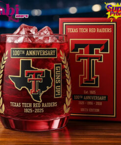 Texas Tech Red Raiders 100th Anniversary Whiskey Glass