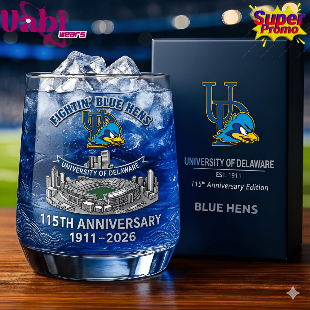 University of Delaware Blue Hens 115th Anniversary Whiskey Glass University of Delaware Blue Hens 115th Anniversary Whiskey Glass