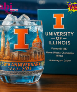 University of Illinois 158th Anniversary Commemorative Whiskey Glass