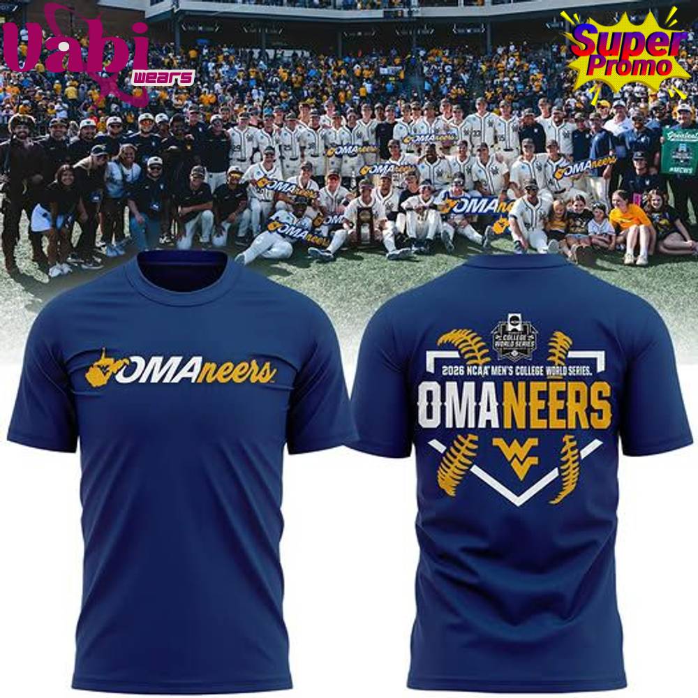 West Virginia Mountaineers 2026 NCAA Baseball Men's College World Series Omaneers Navy T-Shirt West Virginia Mountaineers 2026 NCAA Baseball Men's College World Series Omaneers Navy T-Shirt