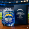 Los Angeles Chargers 65th Anniversary Whiskey Glass