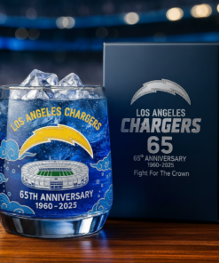 Los Angeles Chargers 65th Anniversary Whiskey Glass
