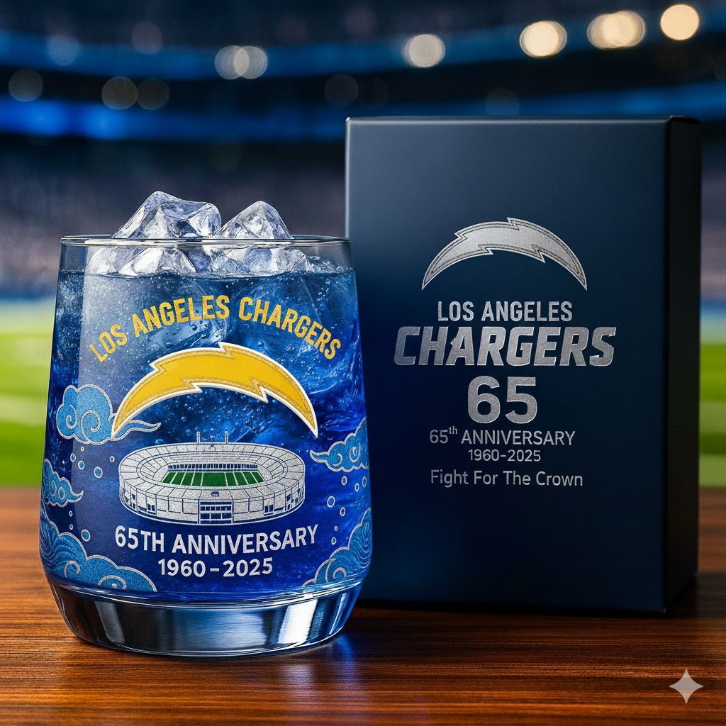 Los Angeles Chargers 65th Anniversary Whiskey Glass Los Angeles Chargers 65th Anniversary Whiskey Glass